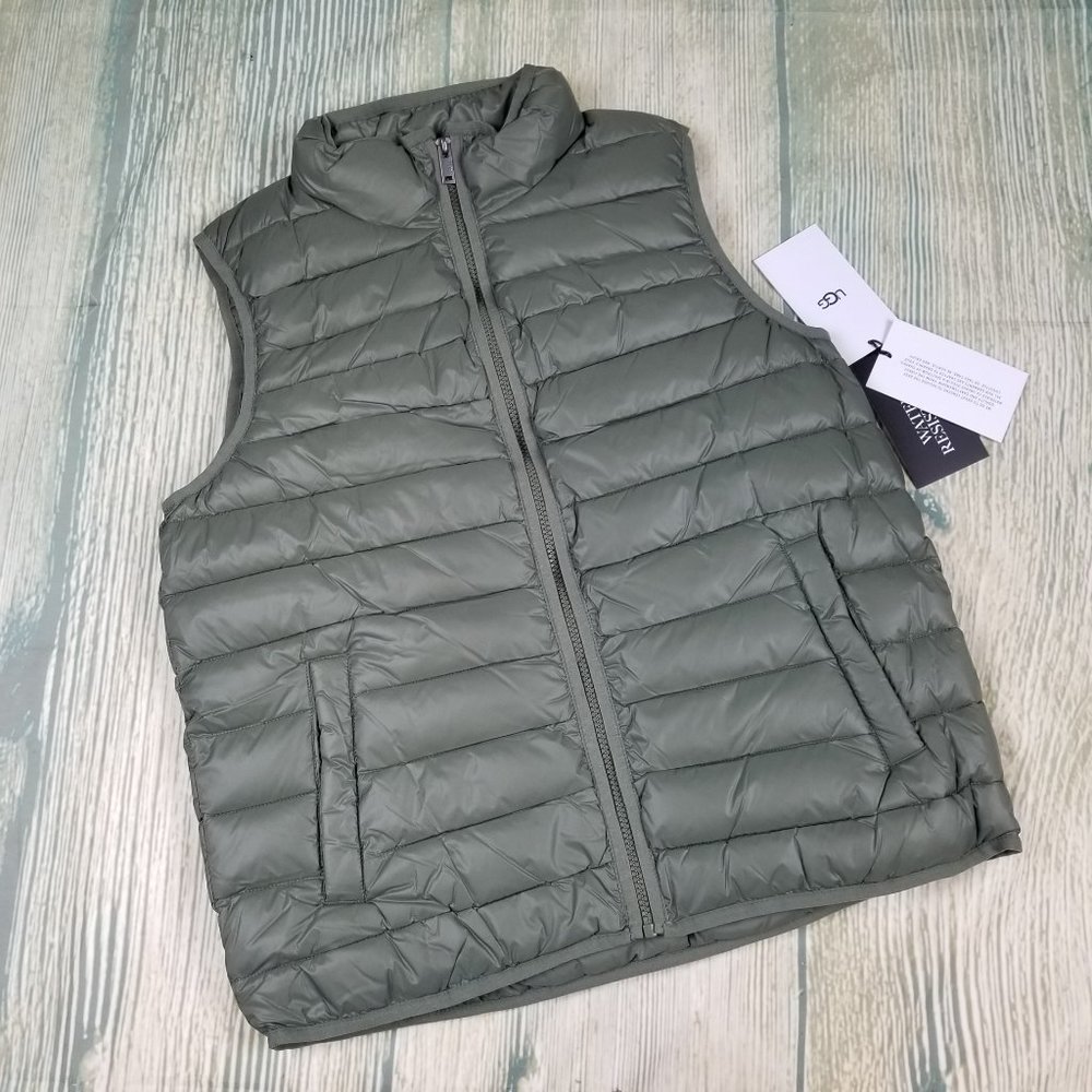 New UGG olive green water resistance puffer vest
